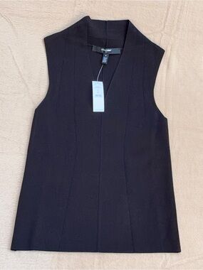 WHBM FORME NWT Sculpt Stretch V-Neck Sweater Tank Black S